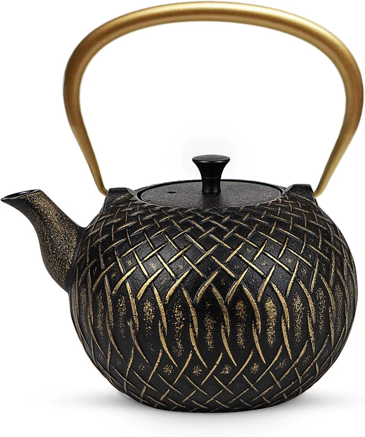 Tea Kettle, Toptier Japanese Tetsubin Cast Iron Teapot with Infuser for Loose Tea, Teapot Stovetop Safe, 34 Ounce (1000 ml), Black Melody