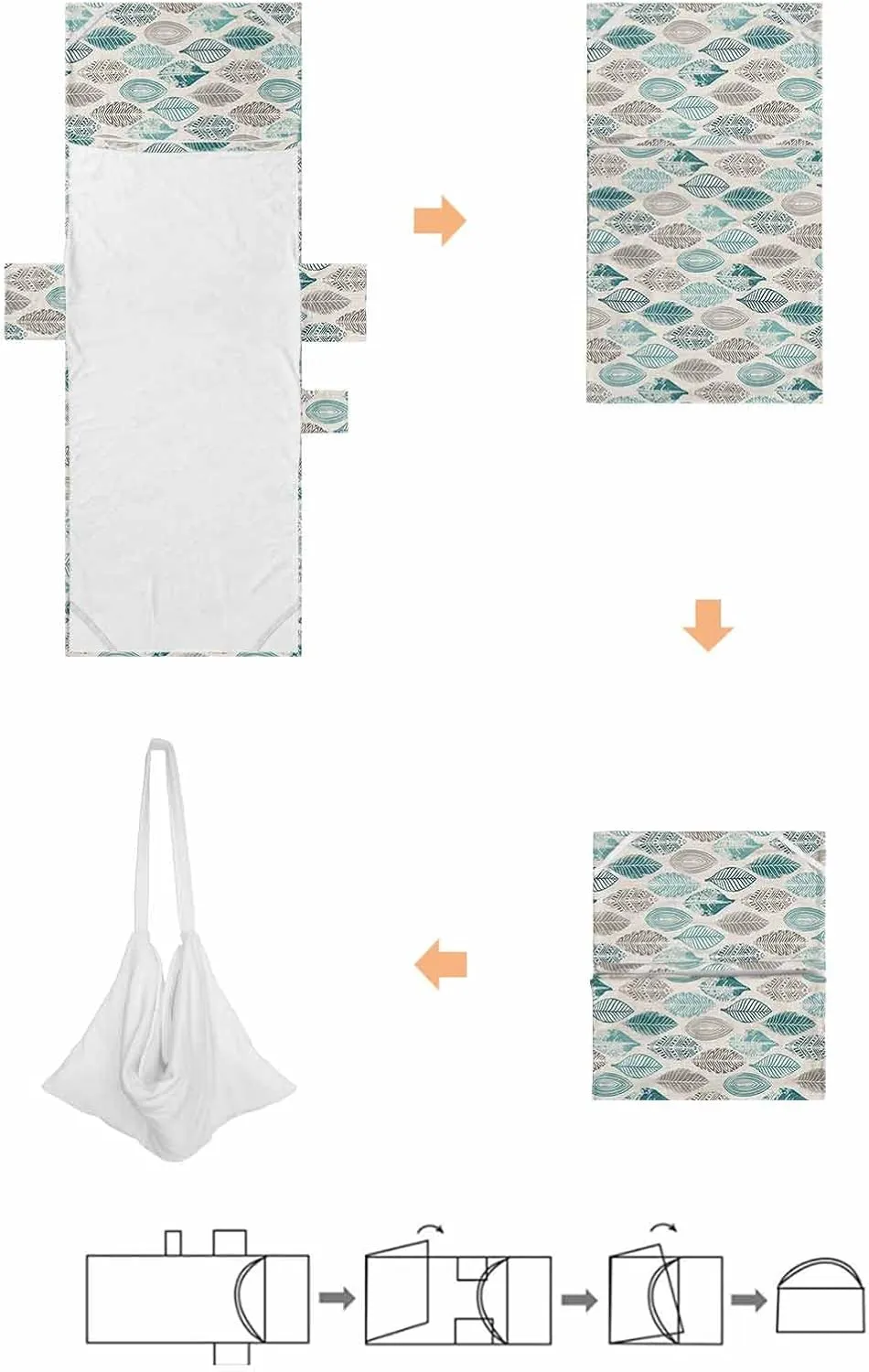 Teal Green Grey Leaves Chaise Lounger Cover with Pockets, Pool Lounge Chair Covers 85"x29", Summer Fall Leaf Linen Texture Microfiber Beach Chair Cover for Outdoor Patio Sunbathing