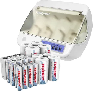 Tenergy Premium High Capacity Rechargeable Batteries 26 Pack and, 8xAA 8xAAA 4xC 4xD 2x9V and Smart High Permance Professional Electronics