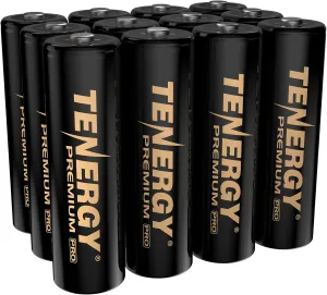 Tenergy Premium PRO Rechargeable AA Batteries, High Capacity 2800mAh NiMH AA Battery, 12 Pack Rechargeable Batteries