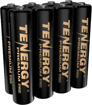 Tenergy Premium PRO Rechargeable AAA Batteries, High Capacity 1100mAh NiMH AAA Battery, 8 Pack Rechargeable Batteries