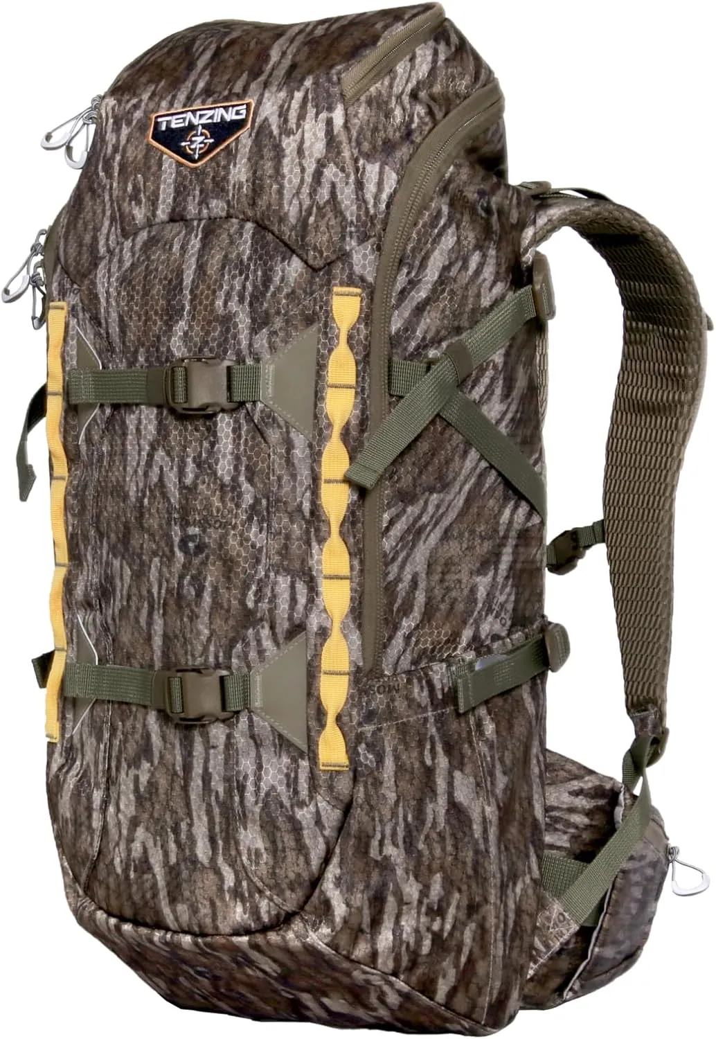 TENZING 2300 Whitetail Day Pack Rugged Camo Hunting Backpack with 4 Compartments & 13 Organizational Pockets, Hydration Bladder, ‎Mossy Oak Bottomlands, One Size