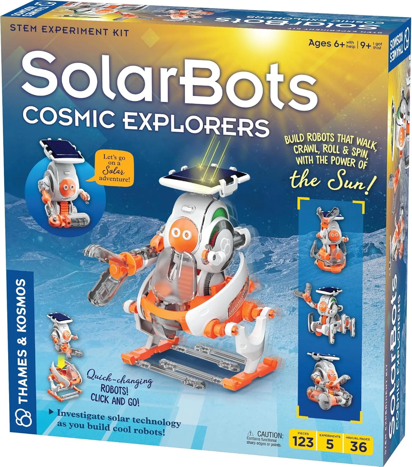 Thames & Kosmos SolarBots: Cosmic Explorers STEM Experiment Kit | Build 5 Solar-Powered Robots That Walk, Crawl, Spin & Roll, No Batteries Required, Solar Panel Included, Explore Solar Technology