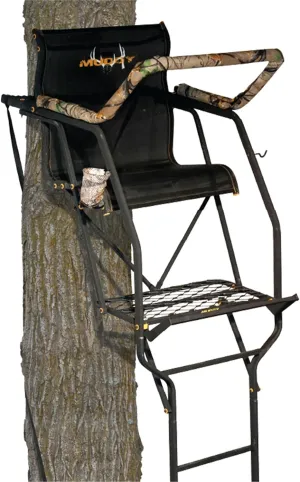 The Stronghold 1.5 Deer Hunting Ladderstand, 21 Foot 1 Person Climbing Tree Stand with Lumbar Seat and Expanded D-Force Metal Platform