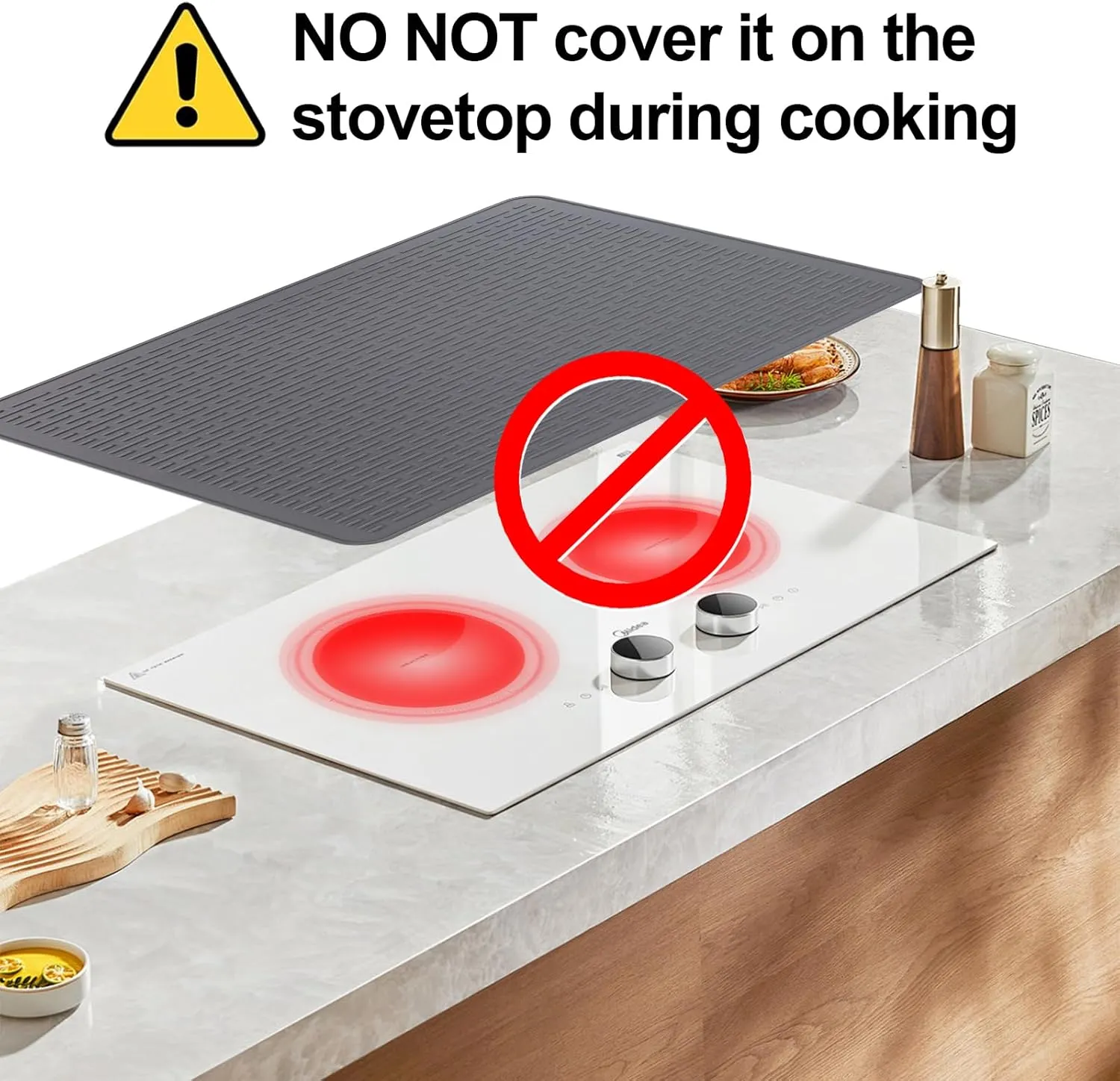 Thermochromic Stove Top Cover for Electric Stove - Silicone Stove Mat for Glass Top, Glass Cooktop Protector, Range Covers for Electric Stove (Gray-Pink,Temperature-changing)