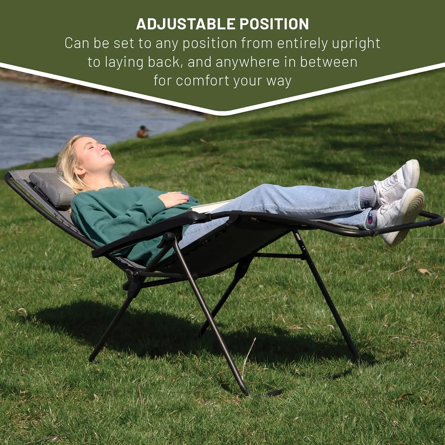 Timber Ridge Balsam Deluxe Zero Gravity Lounger Oversize Outdoor Recliner Chair, Grey