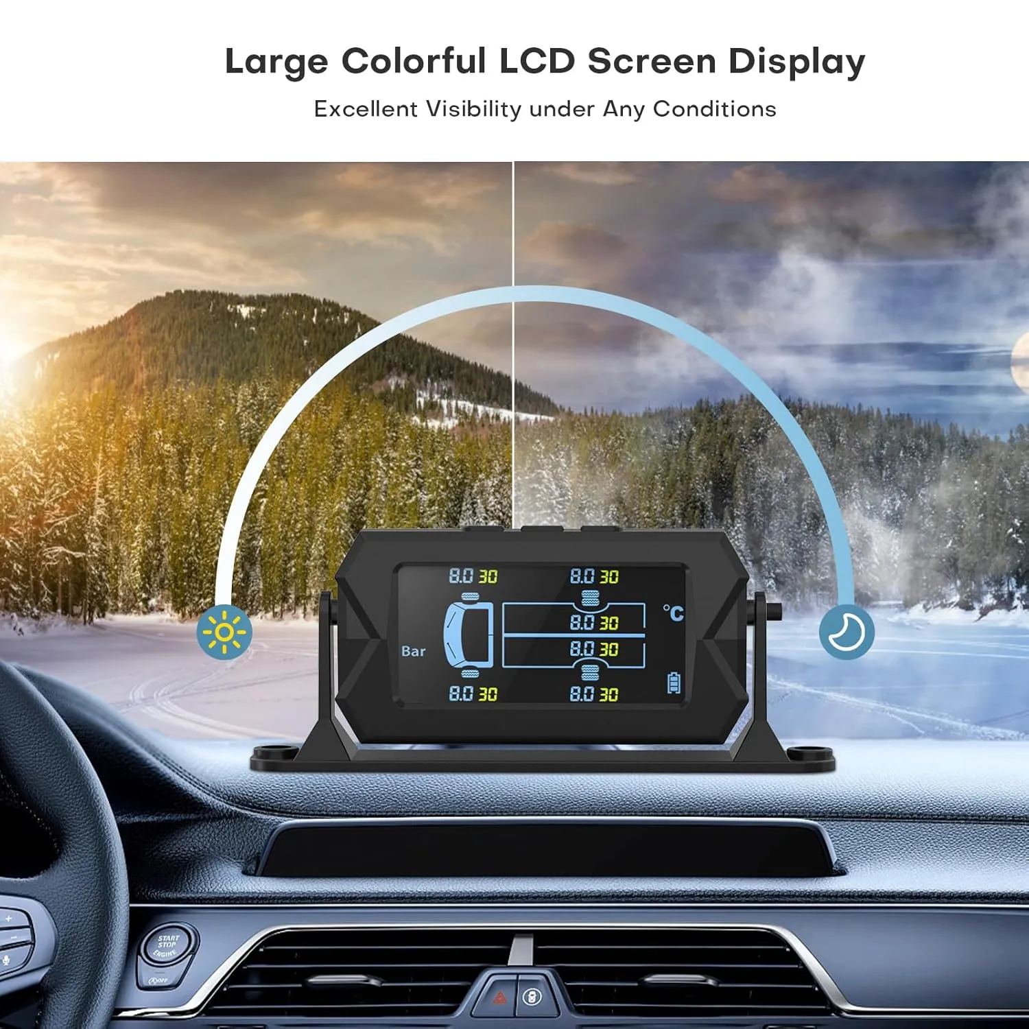 Tire Pressure Monitoring System, 7.84” Cordless Solar Charging RV TPMS with 6 Sensors,for RV Travel Trailer Fifth Wheel Motorhome, Real-time Monitoring Pressure & Temperature (0~214 PSI)
