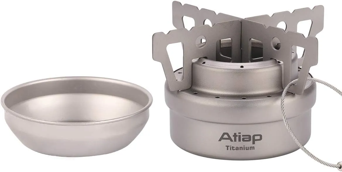 Titanium Alcohol Stove, Camping Stove with Cross Stand and Carry Bag for Outdoor Camping Hiking