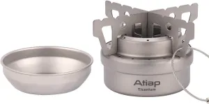 Titanium Alcohol Stove, Camping Stove with Cross Stand and Carry Bag for Outdoor Camping Hiking