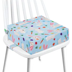 Toddler Booster Seat for Dining Table, Stronger Support Double Safe Straps Booster Seat Dining Toddler, Portable Travel Increasing Cushion (Blue Rabbit)