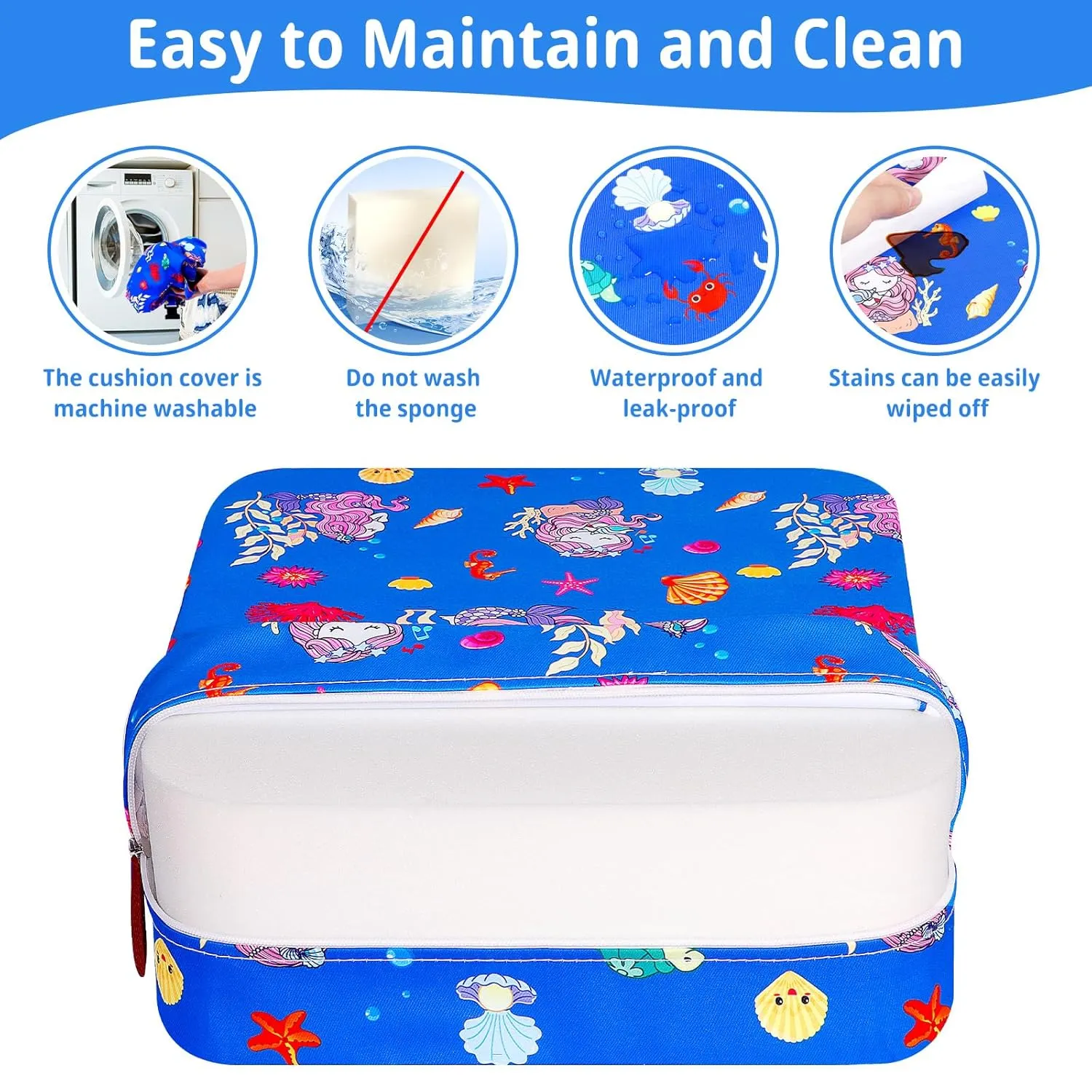 Toddler Booster Seat for Kitchen Chair, Non-Slip Kids Dining Table Booster Seat with Adjustable Safer Straps, Portable Baby Eating Travel Camping Increasing Cushion