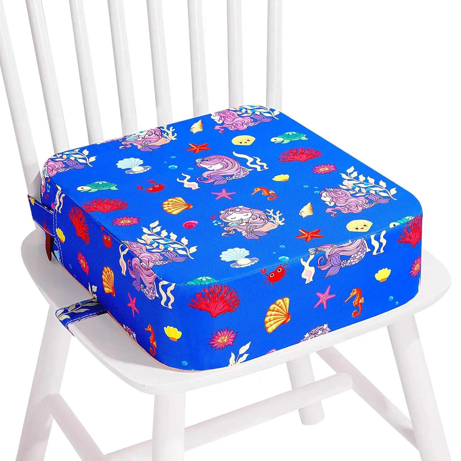 Toddler Booster Seat for Kitchen Chair, Non-Slip Kids Dining Table Booster Seat with Adjustable Safer Straps, Portable Baby Eating Travel Camping Increasing Cushion