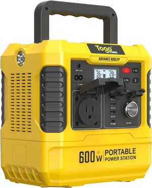 Togo POWER Portable Power Station ADVANCE600-560Wh LiFePO4 Battery 600W AC Outlet (Peak 1200W) - 0-80% in 60 Mins - Power Backup Outdoor Solar Generator for Camping, RV Trip, Outage