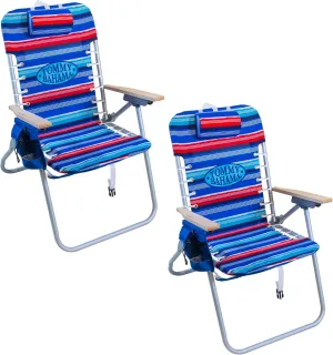 Tommy Bahama 2-Pack Hi-Boy 17" Seat Height 4-Position Lace-Up Suspension Folding Backpack Beach Chair