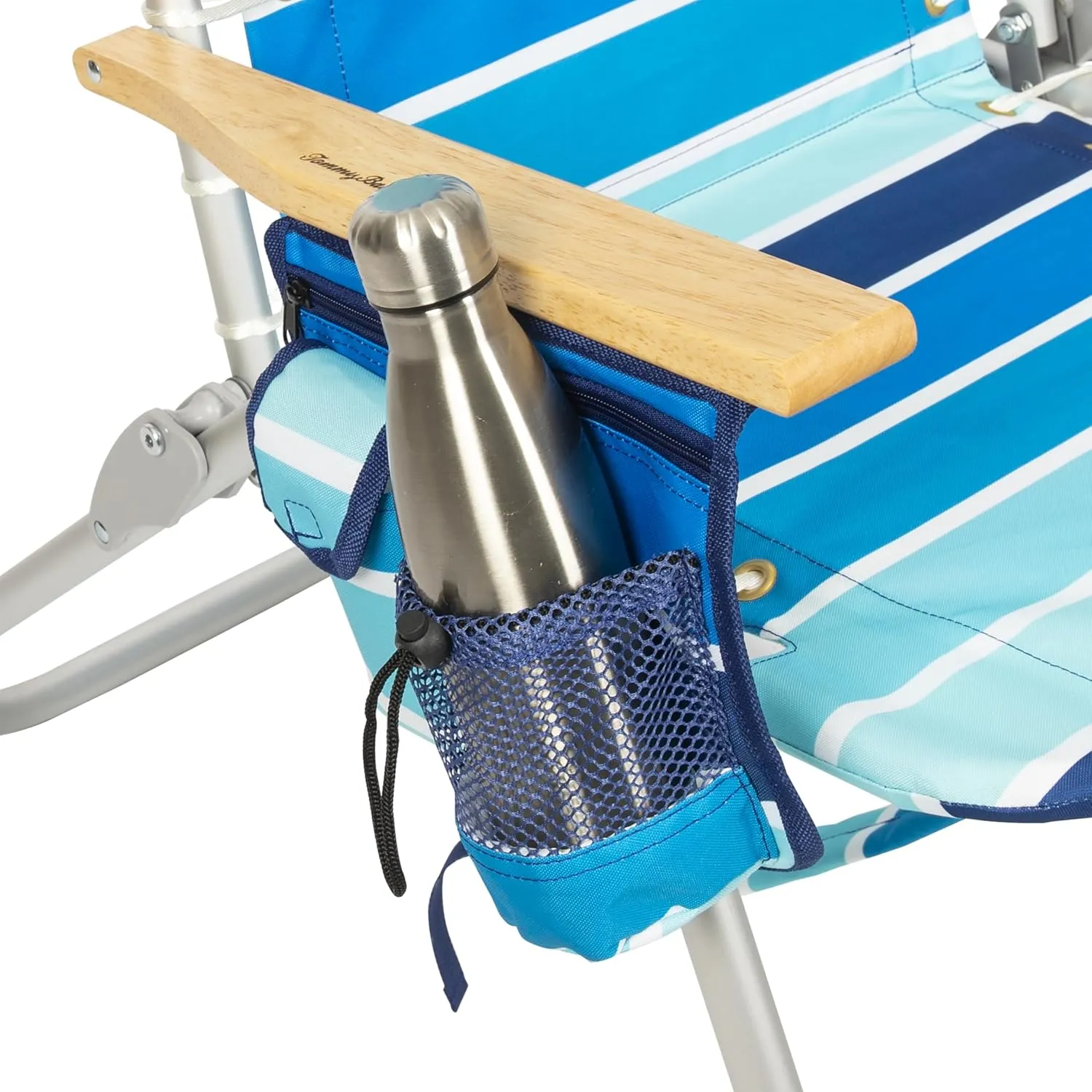 Tommy Bahama Hi-Boy 17" Seat Height 4-Position Lace-Up Suspension Folding Backpack Beach Chair, 2-Pack, Logo Stripe