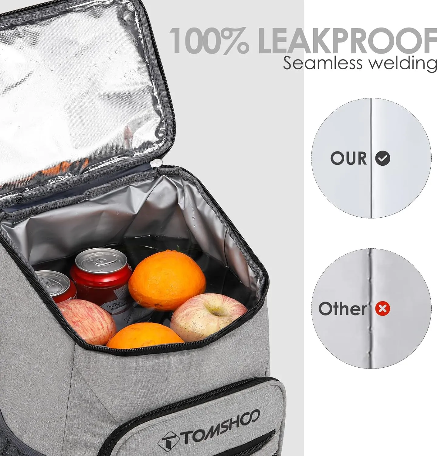TOMSHOO Cooler Backpack 33 Cans, Lightweight Backpack Coolers Insulated Leak Proof Portable Lightweight Cooler Bag Camping Ice Chest Backpack Hiking, Beach