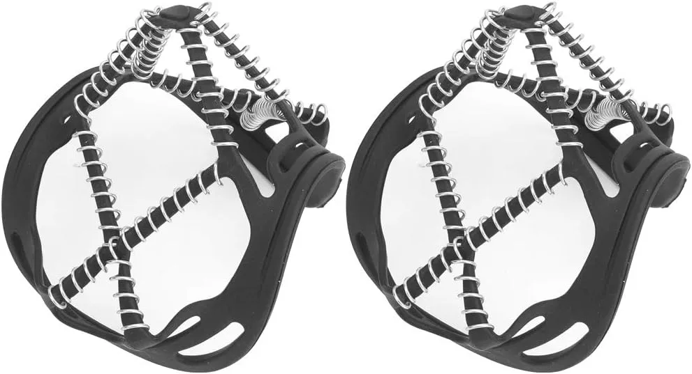 Topyond 1 Pair Snow Spring Spike, Outdoor Ski Ice Crampons, Outdoor Traction Spring Spike Shoe Cover for Snow Climbing Mountaineering
