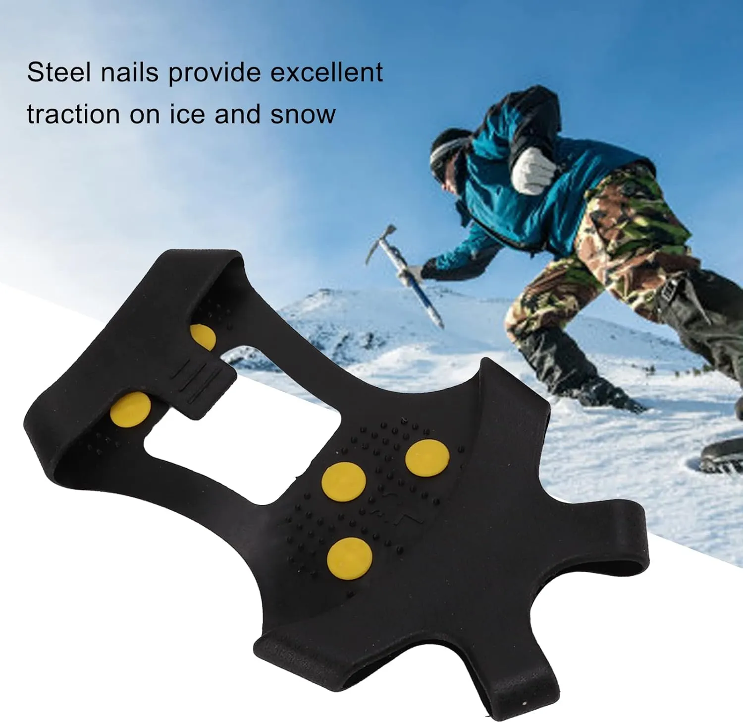 Topyond Non Slip Crampons, Climbing Shoe Spikes, 1 Pair 10 Studs Anti Skid Snow Ice Grip Cleats Crampons Shoes Cover
