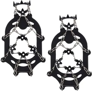 Traction Cleats, Ice Snow Grips Anti Slip Shoes Crampons 18 Teeth Stainless Steel Spikes for Winter Walking Hiking Climbing Jogging