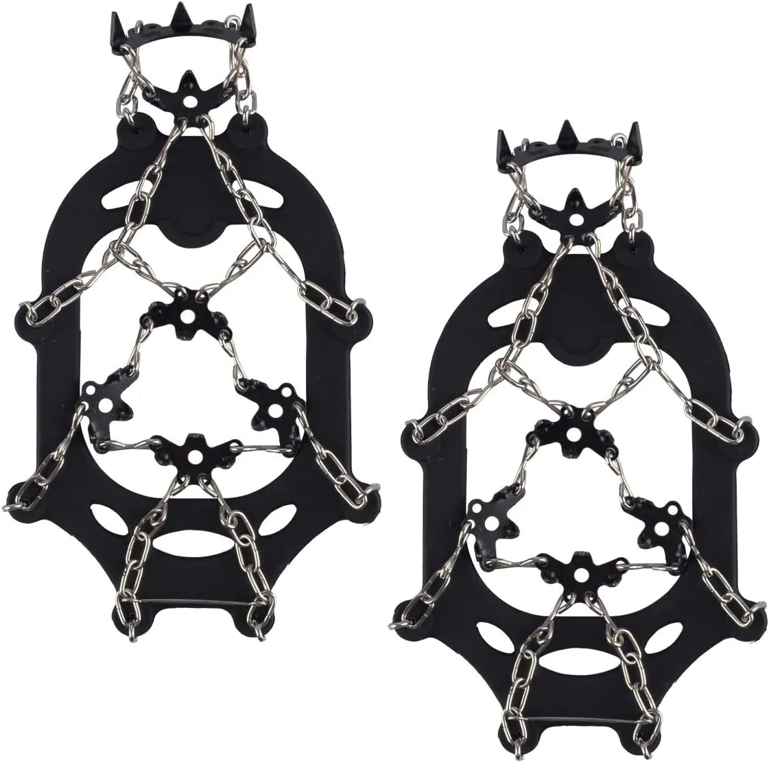 Traction Cleats, Ice Snow Grips Anti Slip Shoes Crampons 18 Teeth Stainless Steel Spikes for Winter Walking Hiking Climbing Jogging