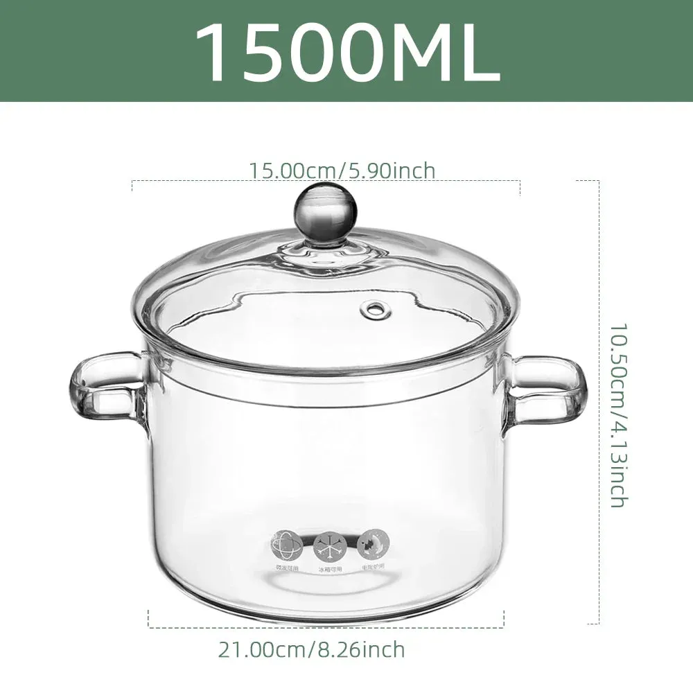 Transparent Glass Soup Pot With Lid Cooking Pot
