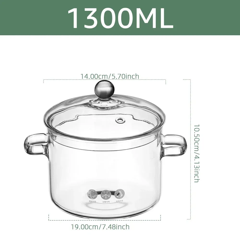 Transparent Glass Soup Pot With Lid Cooking Pot