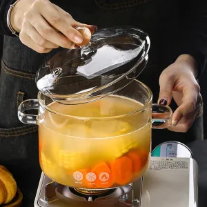 Transparent Glass Soup Pot With Lid Cooking Pot
