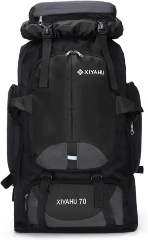 Travel Backpack 70L Rucksack for Men Women Camping Hiking Backpack Nylon Waterproof Backpacks Lightweight Bags (Black)