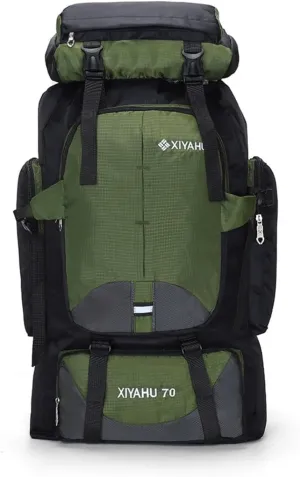 Travel Backpack 70L Rucksack for Men Women Camping Hiking Backpack Nylon Waterproof Backpacks Lightweight Bags (Green)