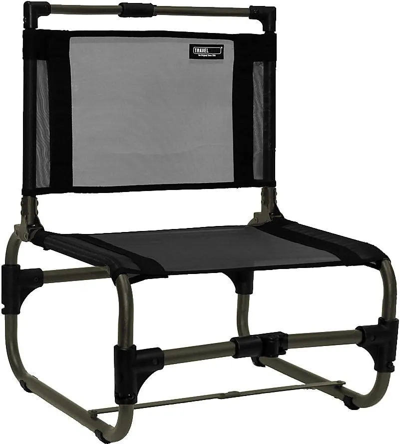 TravelChair Larry Chair Aluminum- 169A, Low Seating, Portable Chair for Outdoor Adventures, Quick Drying Mesh Fabric, Lightweight Folding Chair with Carry Bag