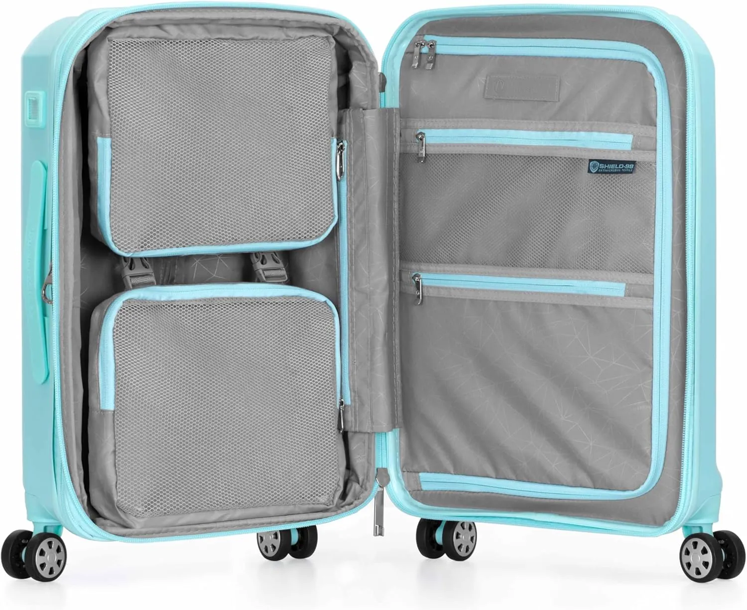 Traveler's Choice Pagosa Indestructible Hardshell Expandable Spinner Luggage, Baby Blue, Carry-on