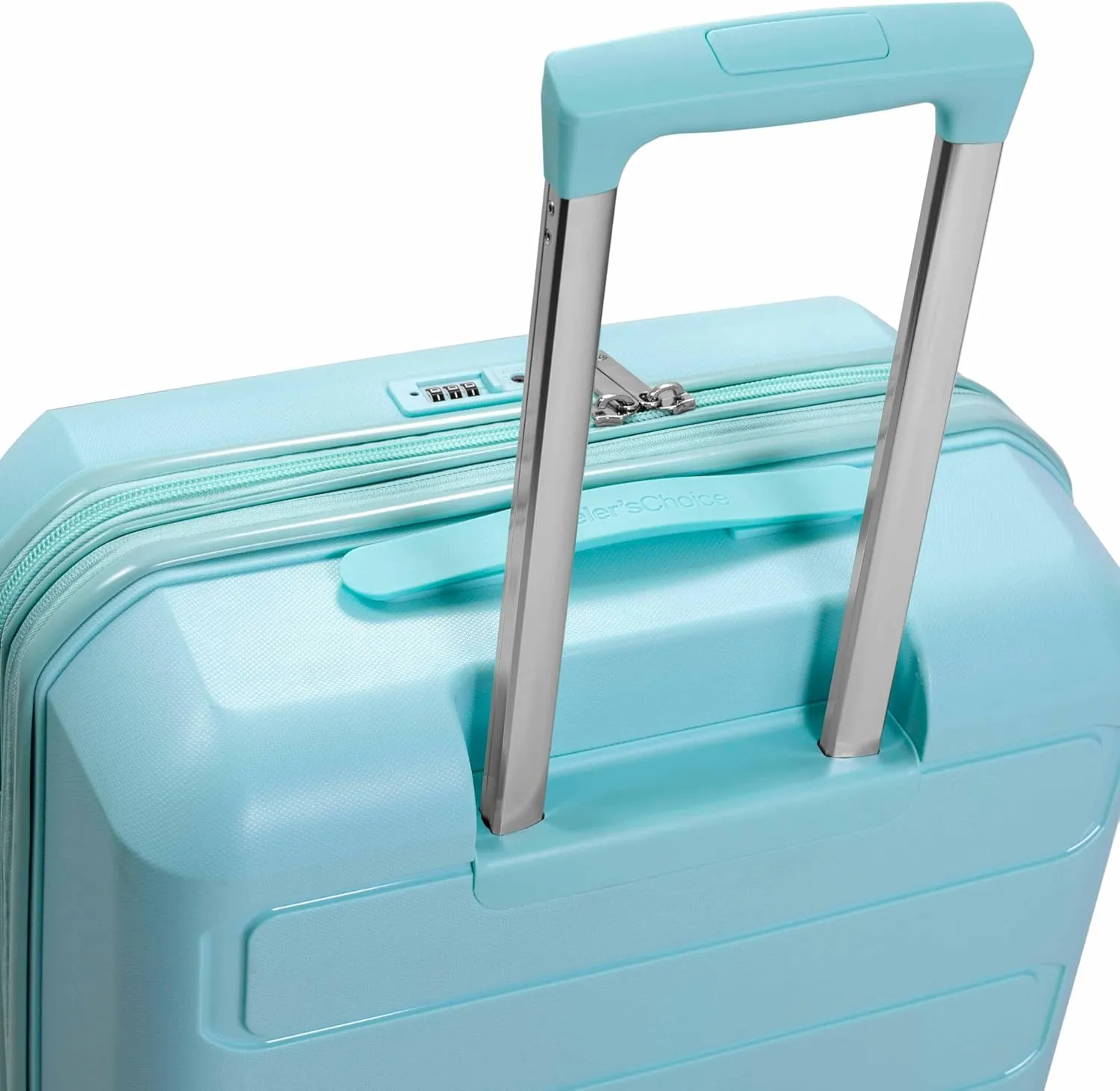 Traveler's Choice Pagosa Indestructible Hardshell Expandable Spinner Luggage, Baby Blue, Carry-on