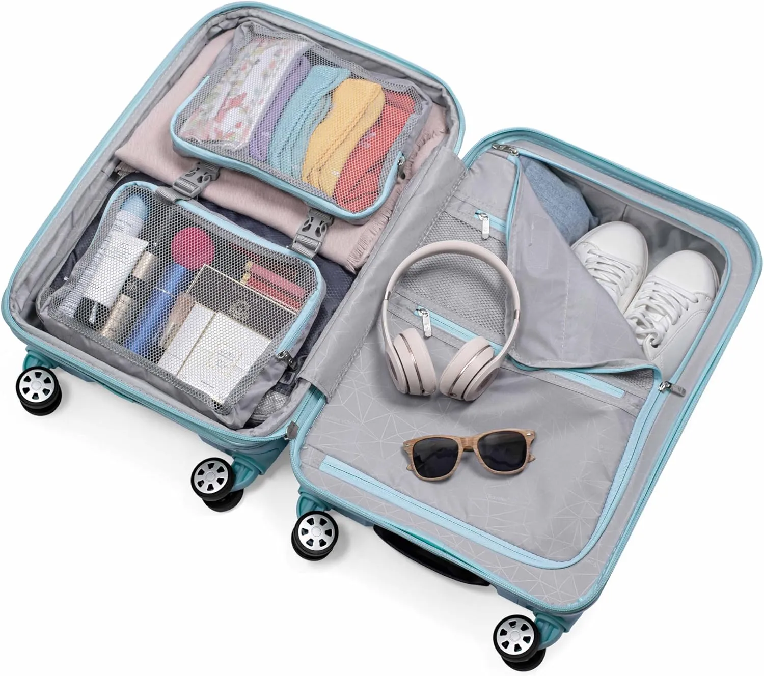 Traveler's Choice Pagosa Indestructible Hardshell Expandable Spinner Luggage, Baby Blue, Carry-on