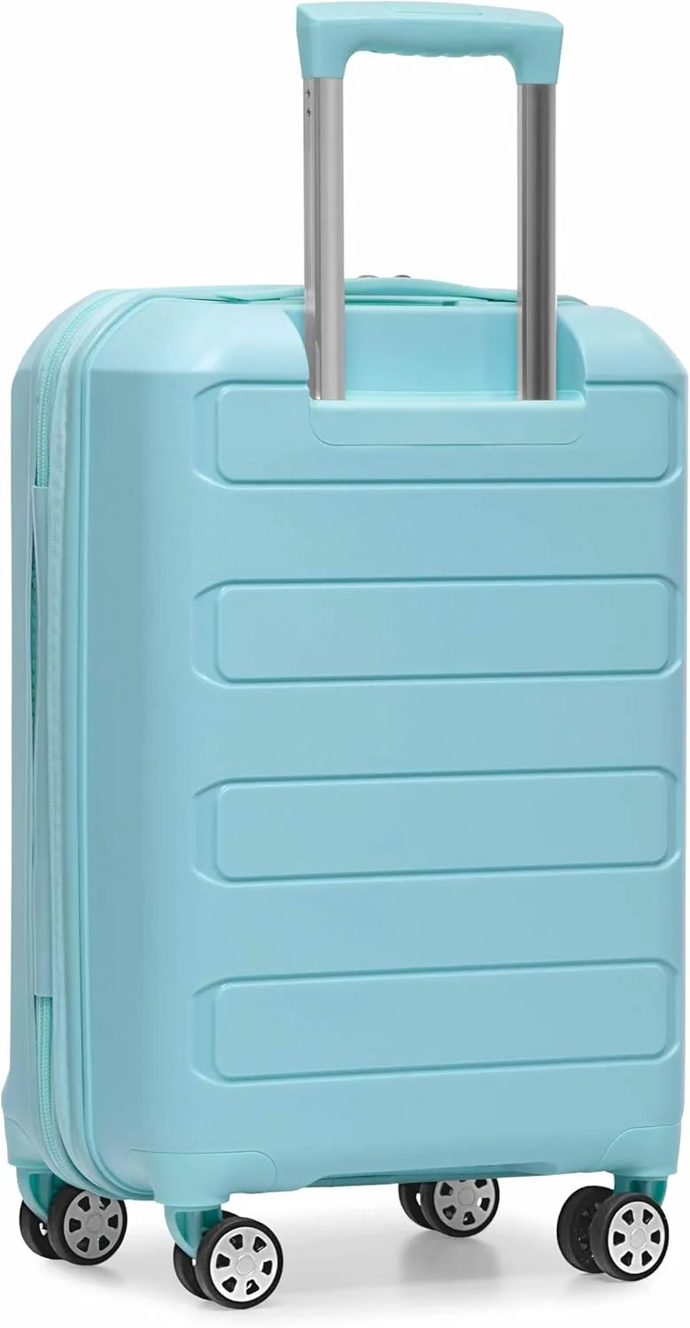 Traveler's Choice Pagosa Indestructible Hardshell Expandable Spinner Luggage, Baby Blue, Carry-on