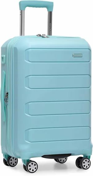 Traveler's Choice Pagosa Indestructible Hardshell Expandable Spinner Luggage, Baby Blue, Carry-on
