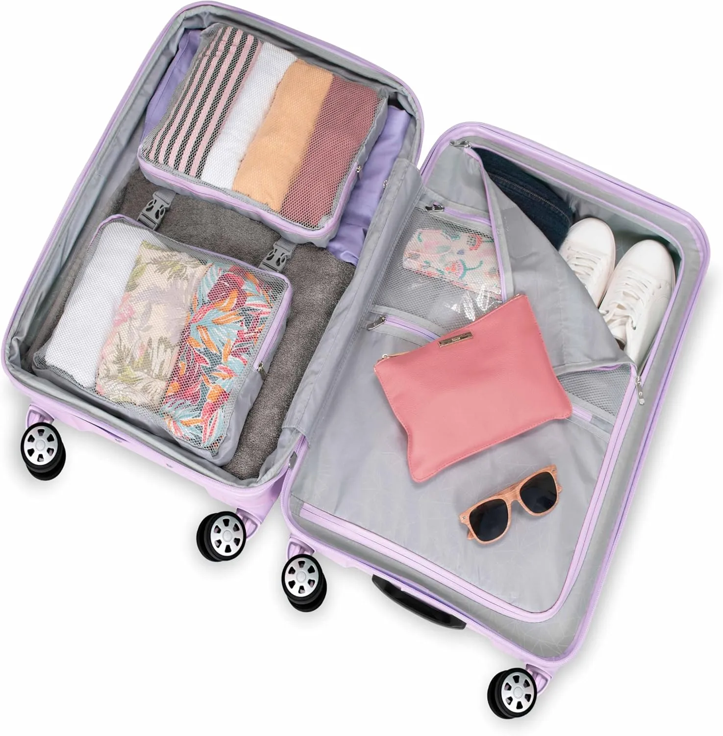 Traveler's Choice Pagosa Indestructible Hardshell Expandable Spinner Luggage, Lavender, 2 Piece Set