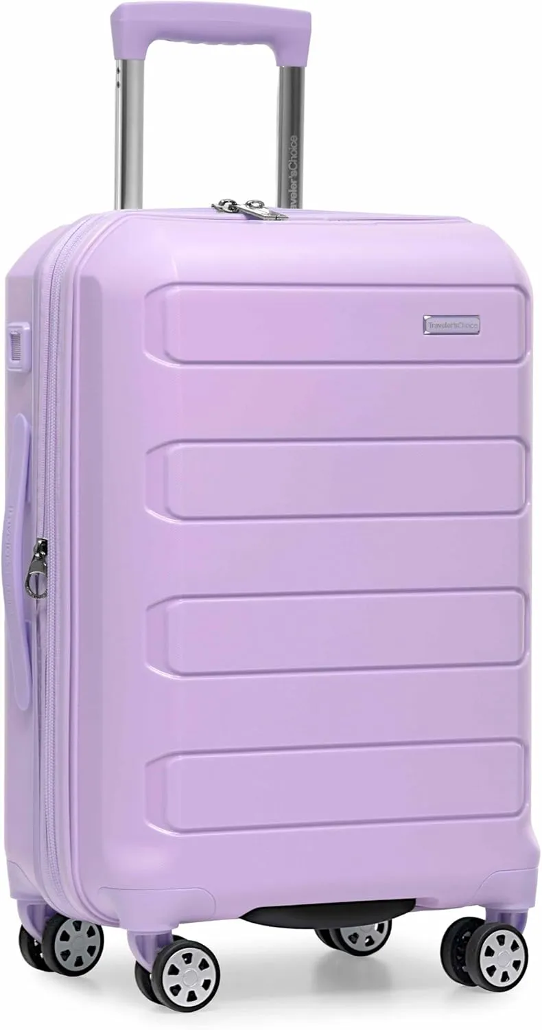 Traveler's Choice Pagosa Indestructible Hardshell Expandable Spinner Luggage, Lavender, 2 Piece Set