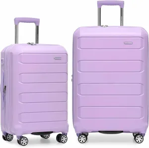 Traveler's Choice Pagosa Indestructible Hardshell Expandable Spinner Luggage, Lavender, 2 Piece Set