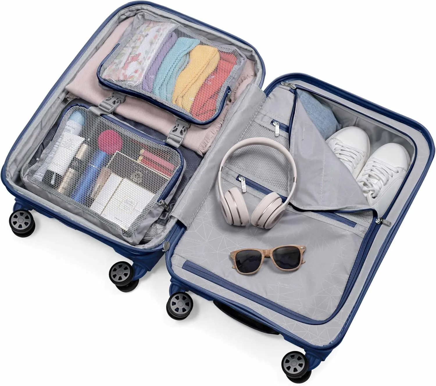 Traveler's Choice Pagosa Indestructible Hardshell Expandable Spinner Luggage, Navy, Carry-on
