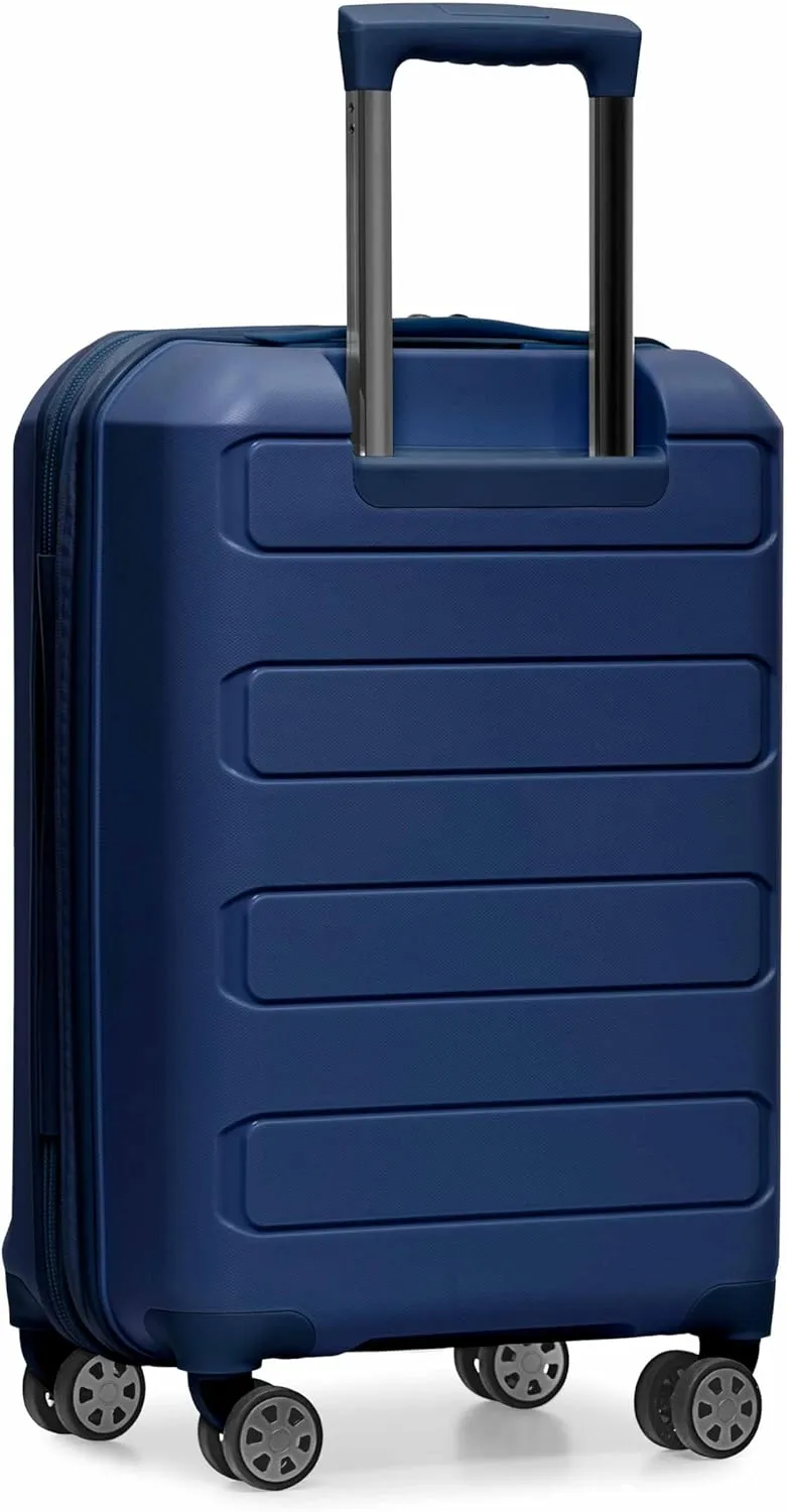Traveler's Choice Pagosa Indestructible Hardshell Expandable Spinner Luggage, Navy, Carry-on