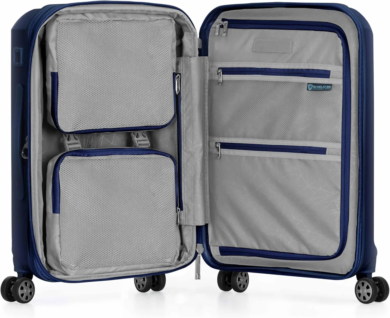 Traveler's Choice Pagosa Indestructible Hardshell Expandable Spinner Luggage, Navy, Carry-on