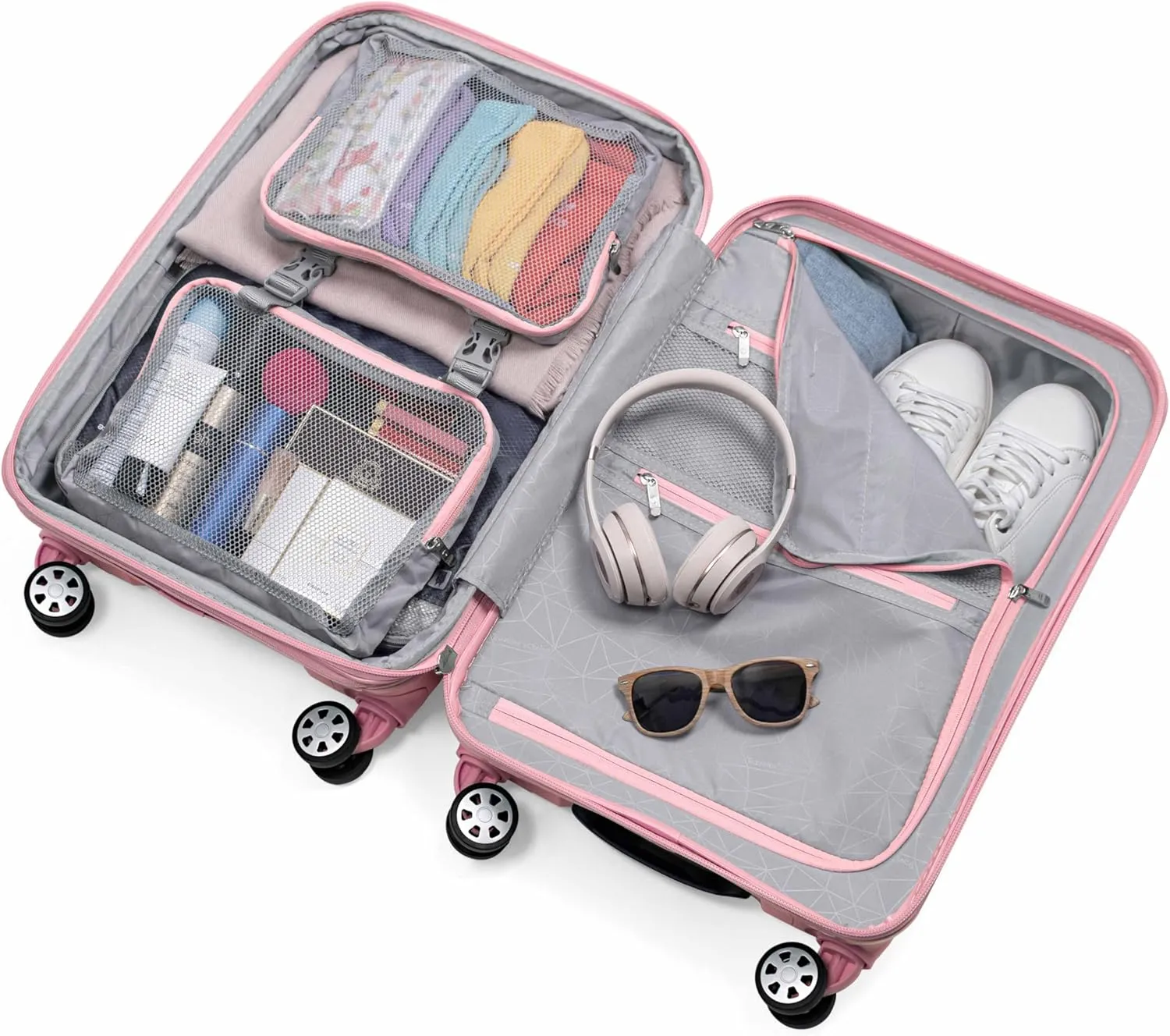 Traveler's Choice Pagosa Indestructible Hardshell Expandable Spinner Luggage, Pink, Carry-on