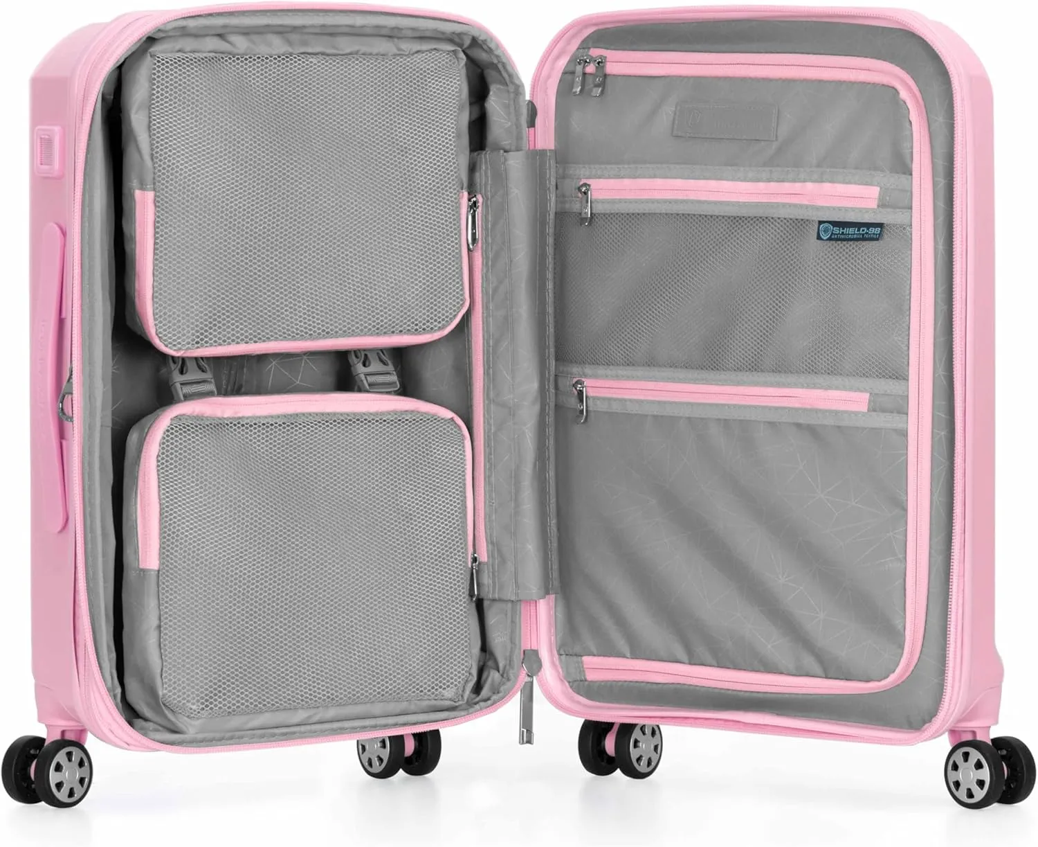 Traveler's Choice Pagosa Indestructible Hardshell Expandable Spinner Luggage, Pink, Carry-on