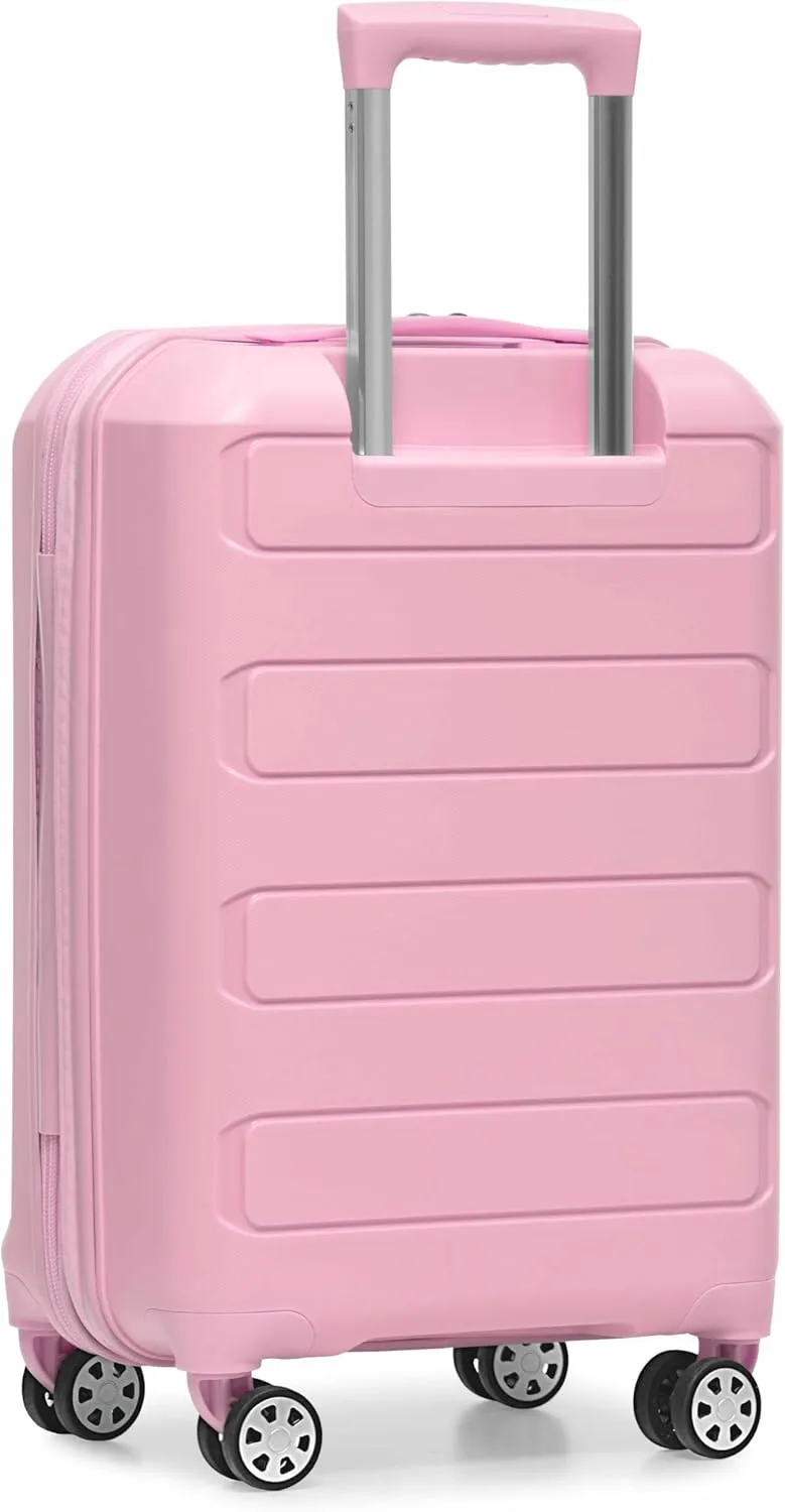 Traveler's Choice Pagosa Indestructible Hardshell Expandable Spinner Luggage, Pink, Carry-on