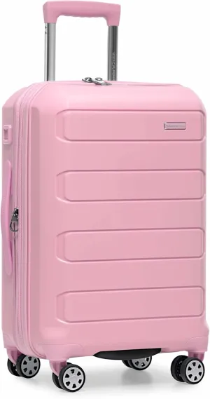 Traveler's Choice Pagosa Indestructible Hardshell Expandable Spinner Luggage, Pink, Carry-on