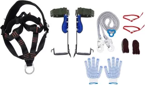 Tree Climbing Gear, Tree Climbing Spikes Set with Adjustable Climbing Belt and Rope, 330lbs Load Capacity Tree Climbing Kit,Suitable for Climbing Trees, Outdoor Jungle Survival, Picking Fruit, Sports