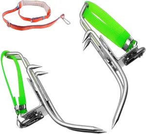 Tree Climbing Spikes 4 Claws, Tree Climbing Equipment Set, Stainless Steel Tree Climbing Gear with Safety Belts for Working at Heights and Hunting Observation, Climbing Hooks