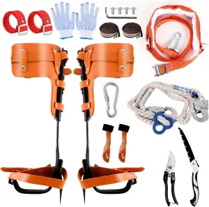 Tree Climbing Spikes Kit, Tree Climbing Gear, Tree Climbing Gear with Adjustable Climbing Belt and Steel Wire Core Flip Line, 11 in 1 Climbing Kit for Tree Work, Climbing, Sports, Ideal Gift