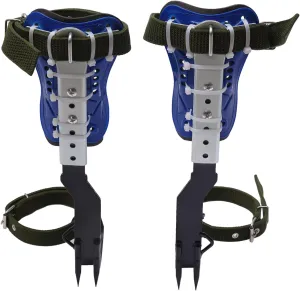 Tree Climbing Spikes, Metal Climbing Spikes with Cattle Hide Leggings Straps and Extra Straps, Blue Climbing Trees Gear Tree Climbing Spikes & Harness Kit for Tree Work Climbing Adjustable