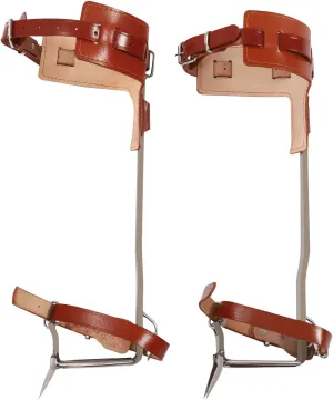 Tree Climbing Spikes Set, Cowhide Leather Tree Gaffs Pads Stainless Steel Spur Gear Climbing Steps Spurs Climber Gaffs Tool for High Altitude Logging Fruit Picking Hunting Equipment